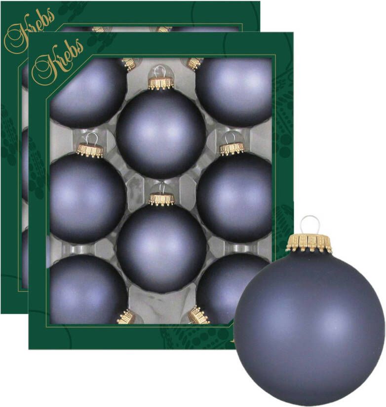 Merkloos 16x stuks glazen kerstballen 7 cm blue stone velvet Kerstbal