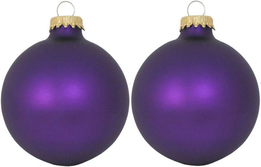 Merkloos 16x Velvet paarse matte kerstballen van glas 7 cm Kerstbal