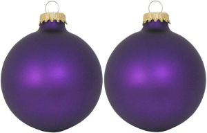 Merkloos 16x Magic velvet paarse glazen kerstballen mat 7 cm kerstboomversiering Kerstbal