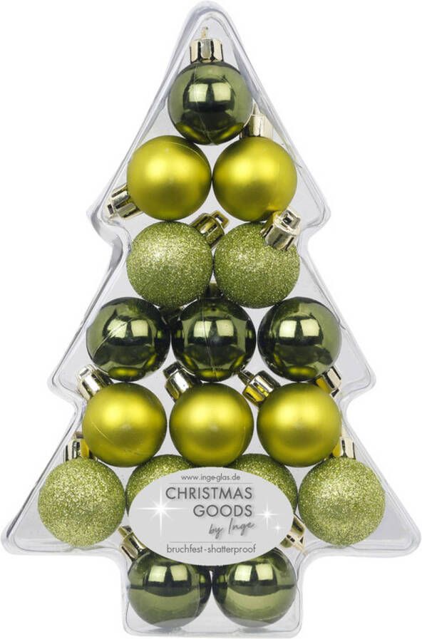 Merkloos 17x Kunststof groene kleine kerstballen pakket 3 cm Kerstbal
