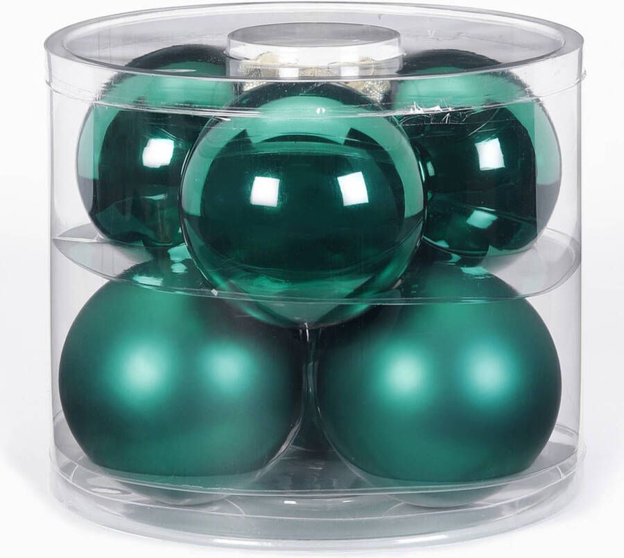 Merkloos 18x Donkergroene glazen kerstballen 10 cm glans en mat Kerstbal
