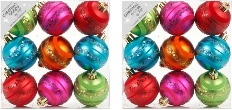 Merkloos 18x Gekleurde mix kunststof kerstballen pakket 6 cm Kerstbal