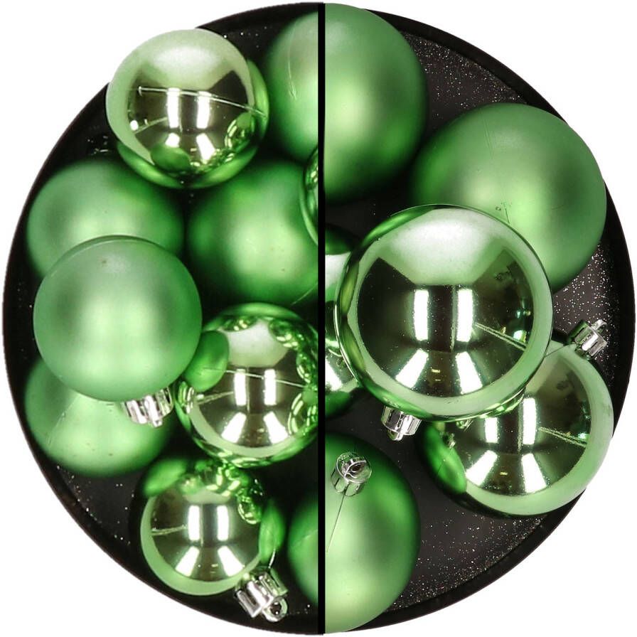 Merkloos 18x stuks kunststof kerstballen groen 6 en 8 cm Kerstbal