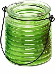 Merkloos 1x Citronellakaarsen in groen geribbeld glas 7 5 cm Insecten verjagen Geurkaarsen