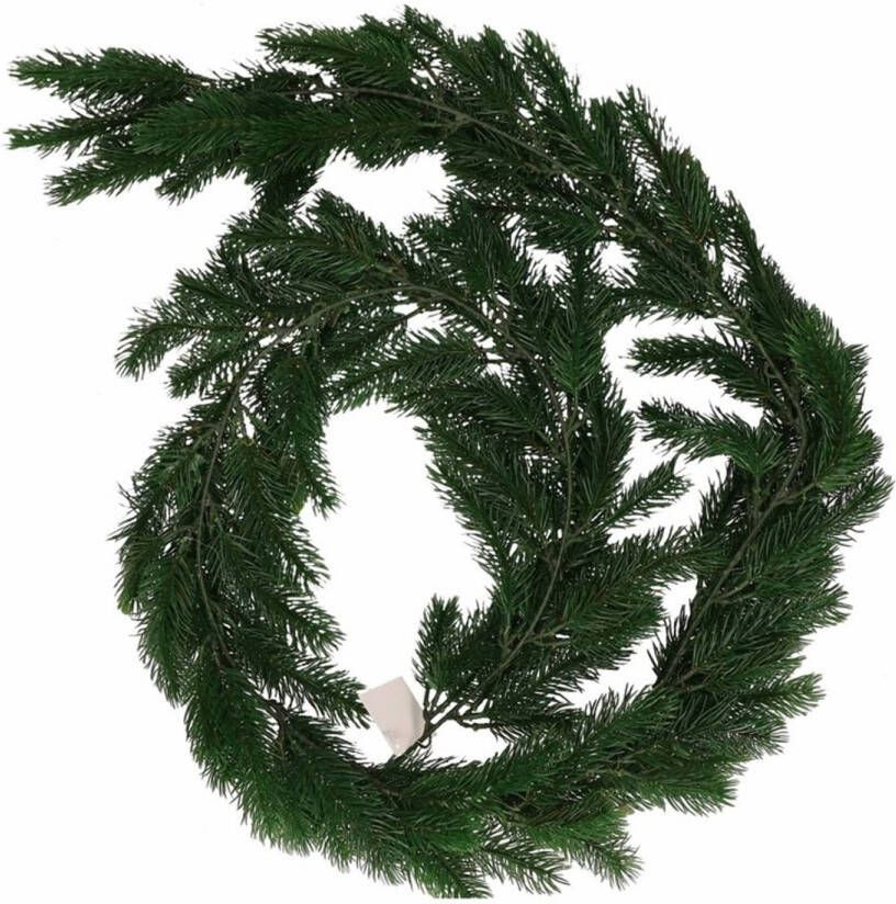 Merkloos 1x Donker groene kerst dennenslinger 180 cm Guirlandes