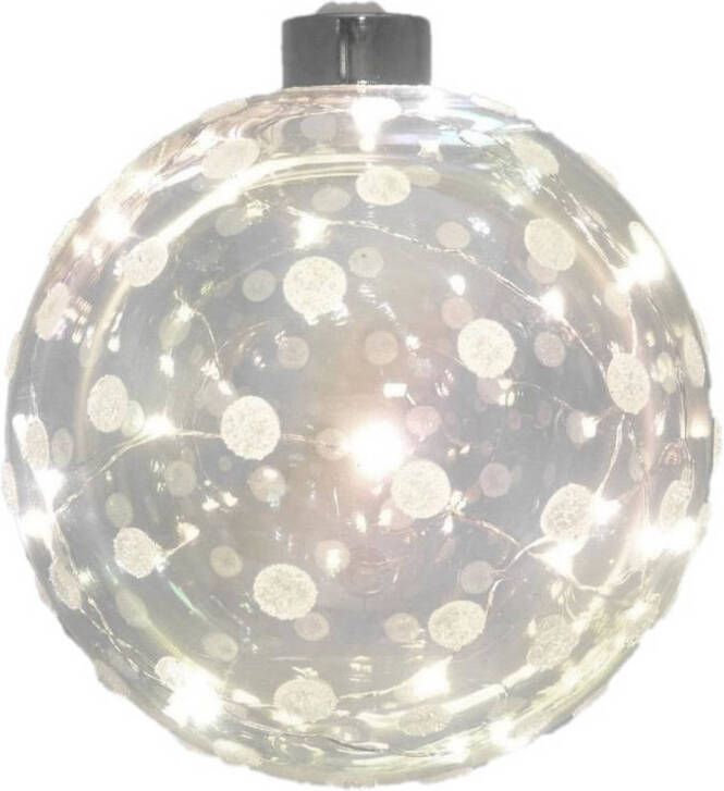 PEHA 1x Glazen decoratie kerstballen met 20 led lampjes verlichting 12 cm Kerstbal