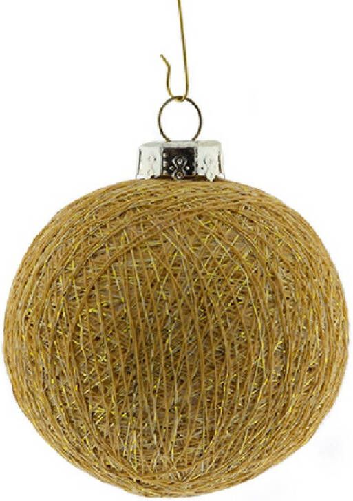 Merkloos 1x Gouden Cotton Balls kerstballen decoratie 6 5 cm Kerstbal