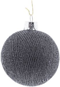 Merkloos 1x Grijze Cotton Balls kerstballen decoratie 6 5 cm Kerstbal