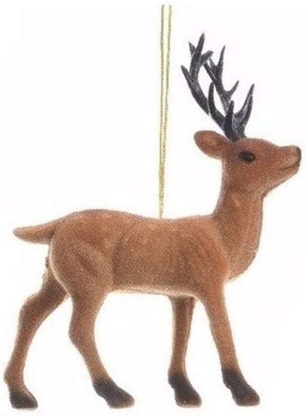 Merkloos 1x Kerstboom decoratie rendier hanger 13 cm type 1 Kersthangers
