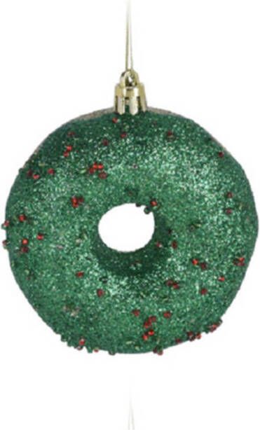 Merkloos 1x Kerstboomversiering donut ornamenten groen 8 5 cm Kersthangers