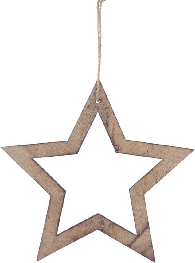 Merkloos 1x Kerstboomversiering sterren ornamenten van hout 20 cm Kersthangers