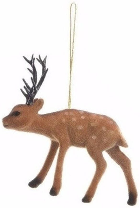Merkloos 1x Kersthanger bruin rendier 13 cm type 2 kerstboomhanger