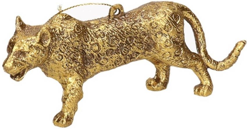 Merkloos 1x Kersthangers figuurtjes gouden luipaard 12 5 cm Dieren thema kerstboomhangers