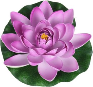 Merkloos 1x Lila paarse drijvende kunst waterlelie bloemen 18 cm Tuinaccessoires Vijverbenodigdheden Vijverdecoratie Nep kunst bloemen planten Waterlelies Kunstbloemen