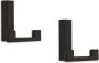 Merkloos 1x Luxe kapstokhaken jashaken modern zwart met dubbele haak hoogwaardig metaal 4 x 6 1 cm kapstokhaakjes Kapstokhaken - Thumbnail 2
