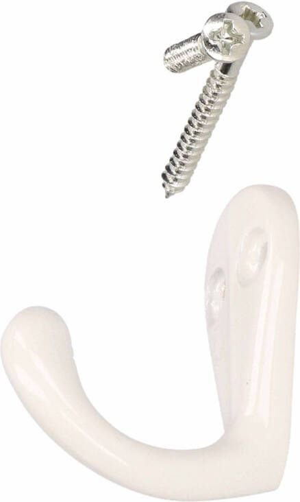 Merkloos 1x Luxe kapstokhaken jashaken kapstokhaakjes wit van hoogwaardig metaal 3 x 4 1 cm Kapstokhaken