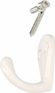 Merkloos 1x Luxe kapstokhaken jashaken wit hoogwaardig metaal 3 x 4 1 cm witte kapstokhaakjes garderobe haakjes Kapstokhaken