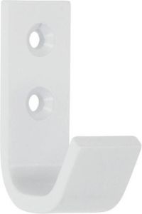 Merkloos 1x Luxe kapstokhaken jashaken wit hoogwaardig aluminium laag model 5 4 x 3 7 cm witte kapstokhaakjes garderobe haakjes Kapstokhaken