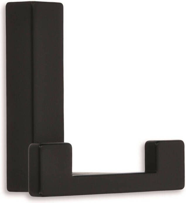 Merkloos 1x Luxe kapstokhaken jashaken modern zwart met dubbele haak hoogwaardig metaal 4 x 6 1 cm kapstokhaakjes Kapstokhaken