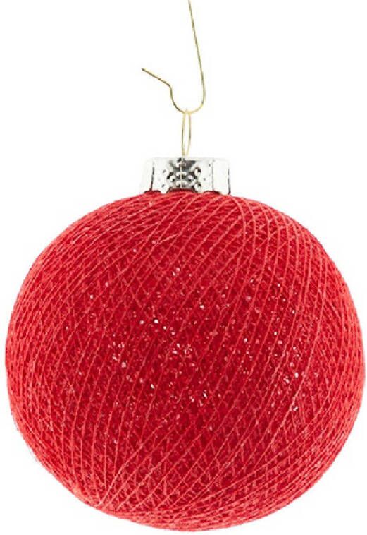 Merkloos 1x Rode Cotton Balls kerstballen decoratie 6 5 cm Kerstbal