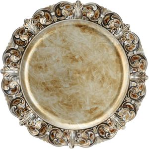 Merkloos Kaarsenbord kaarsenplateau champagne rond kunststof D36 cm Kaarsenonderzetter Kaarsenplateaus