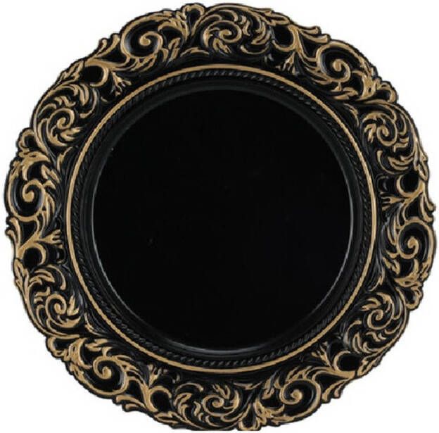 Merkloos 1x Ronde kaarsenborden onderborden zwart kunststof D36 cm Kaarsenplateaus
