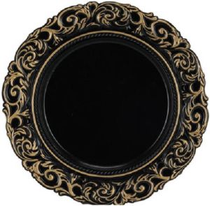 Merkloos Kaarsenbord kaarsenplateau zwart rond kunststof D36 cm Kaarsonderzetter Kaarsenplateaus