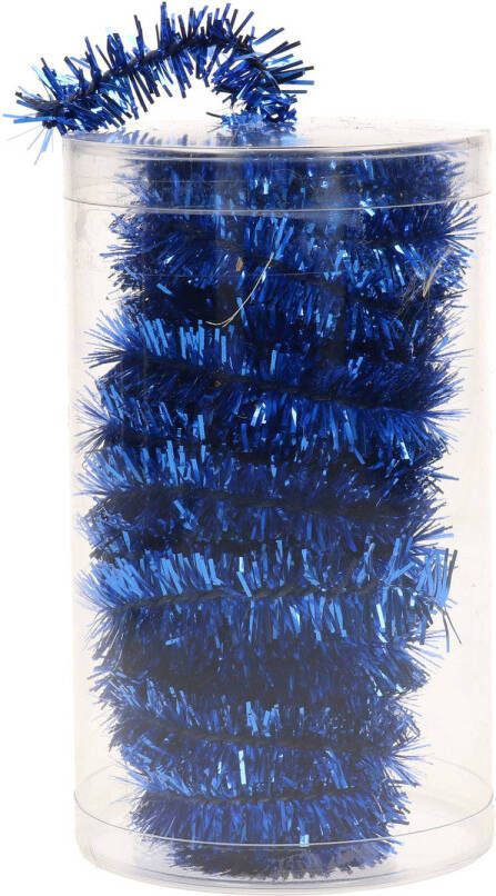 Merkloos 1x stuks folie tinsel slingers guirlandes blauw 20 meter kerstslingers