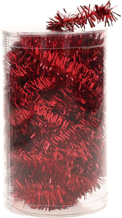 Merkloos 1x stuks folie tinsel slingers guirlandes rood 20 meter kerstslingers