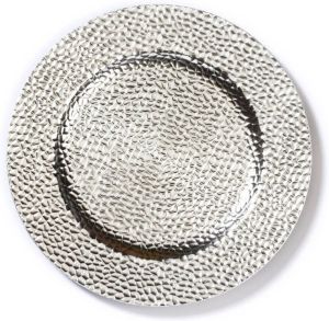 Merkloos 1x stuks kaarsenborden onderborden zilver glimmend 33 cm Kaarsenplateaus