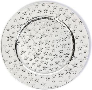 Christmas goods Inge Kaarsenbord-plateau zilver met sterren D33 cm Kaarsenonderzetter Kaarsenplateaus
