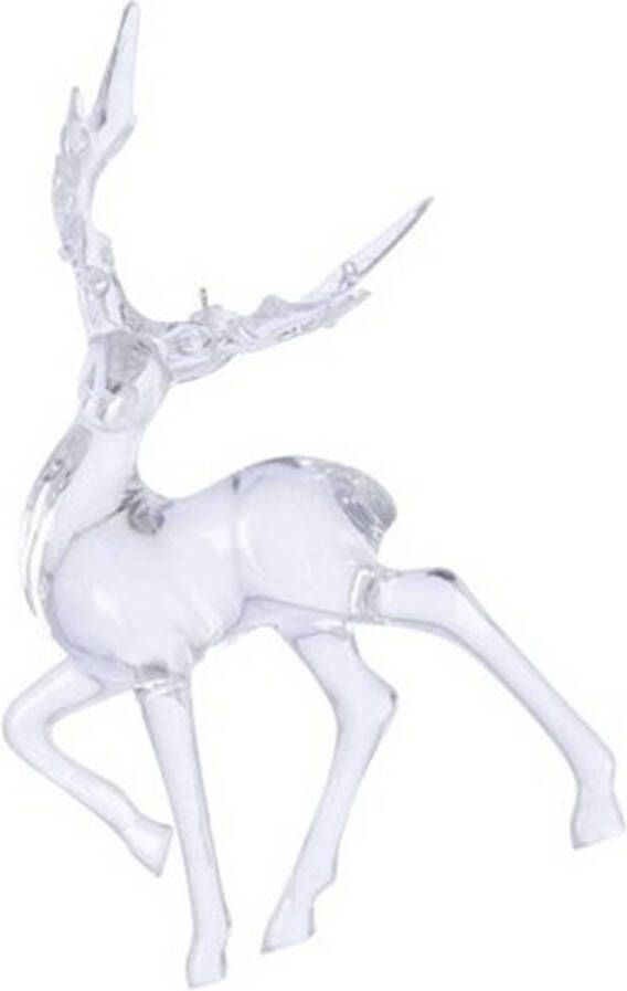 Merkloos 1x Transparant lopend hert kerstversiering hangdecoratie 14 cm kersthanger