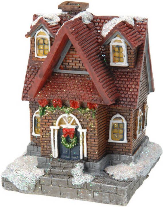 Merkloos 1x Verlichte color changing kerstdorp huisjes kersthuisjes 13 cm Kerstdorpen