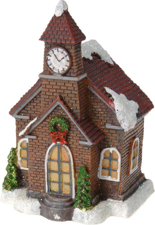 Merkloos 1x Verlichte color changing kerstdorp huisjes kersthuisjes kerken 13 cm Kerstdorpen