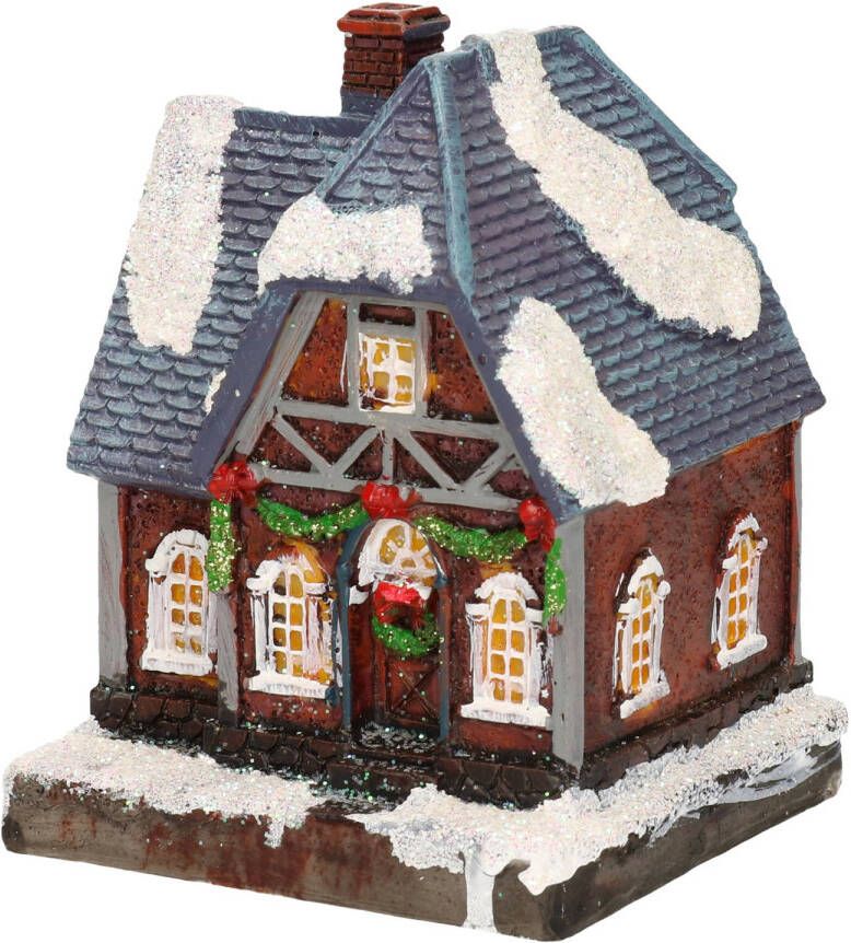 Merkloos 1x Verlichte kerstdorp huisjes kersthuisjes 13 5 cm Kerstdorpen