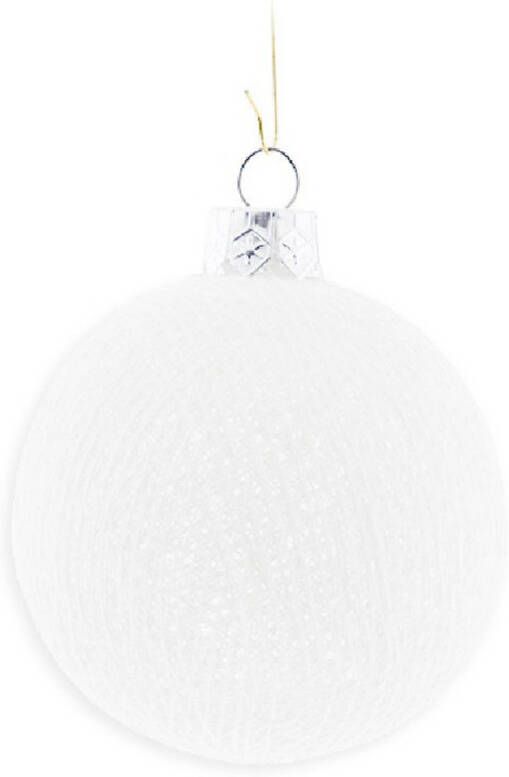 Merkloos 1x Witte Cotton Balls kerstballen decoratie 6 5 cm Kerstbal