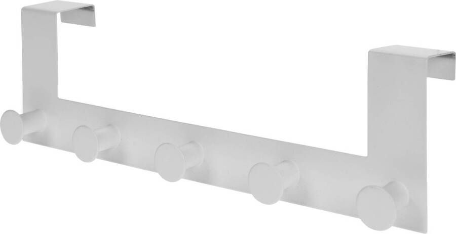 Merkloos 1x Witte kastdeur kapstokken met 5 haken 39 cm Kapstokken