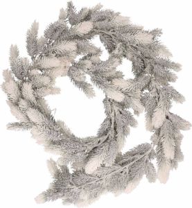Merkloos 1x Witte kerst dennenslinger met sneeuw 180 cm Guirlandes