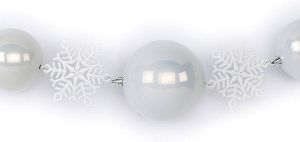 Merkloos 1x Witte Kerst guirlande slinger met ballen en sneeuwvlokken 116 cm Kerstslingers
