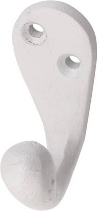 Merkloos 1x Witte retro garderobe haakjes jashaken kapstokhaakjes aluminium enkele haak 5 1 x 2 cm Kapstokhaken