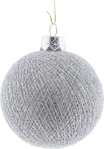 Merkloos 1x Zilveren Cotton Balls kerstballen decoratie 6 5 cm Kerstbal