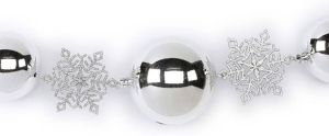 Merkloos 1x Zilveren Decoratie Slingers Met Kerstballen En Sneeuwvlokken 116 Cm Kerstslingers