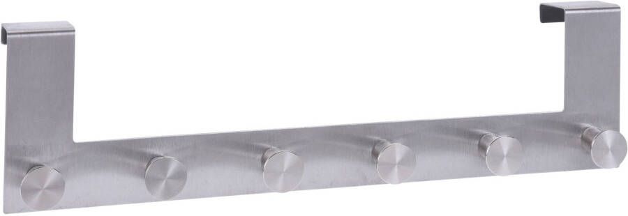 Merkloos 1x Zilveren deur kapstokken 6-haaks 39 cm Kapstokken
