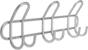Merkloos 1x Zilveren kapstokken met 6 haken 40 cm Woonaccessoires Kleding jassen ophangen Kapstokken