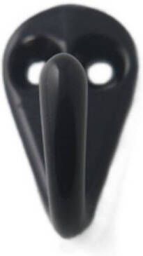 Merkloos 1x Zwarte garderobe haakjes jashaken kapstokhaakjes aluminium enkele haak 3 6 x 1 9 cm Kapstokhaken
