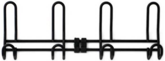 Merkloos 1x Zwarte garderobe haakjes wandkapstok deurkapstok aluminium met vier haken 12 6 x 38 cm Kapstokhaken
