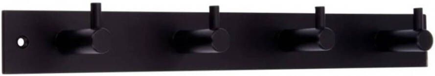 Merkloos 1x Luxe kapstokken jashaken zwart met 4 jashaken hoogwaardig metaal 4 3 x 32 2 cm wandkapstokken garderobe haakjes deurkapstokken Kapstokhaken