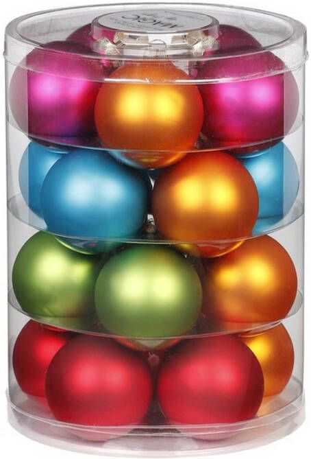 Merkloos 20x stuks glazen kerstballen gekleurd mix 6 cm glans en mat Kerstbal