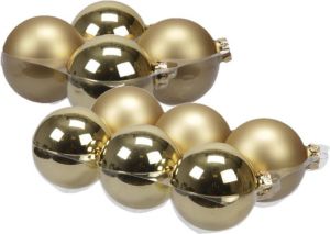 Merkloos 20x stuks glazen kerstballen goud 8 en 10 cm Kerstbal
