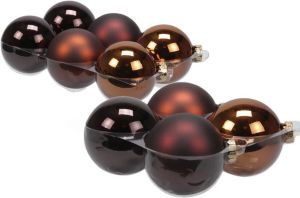 Merkloos 20x stuks glazen kerstballen mahonie bruin 8 en 10 cm mat glans Kerstbal